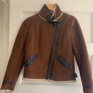 Brown Fur Bomber Jacket